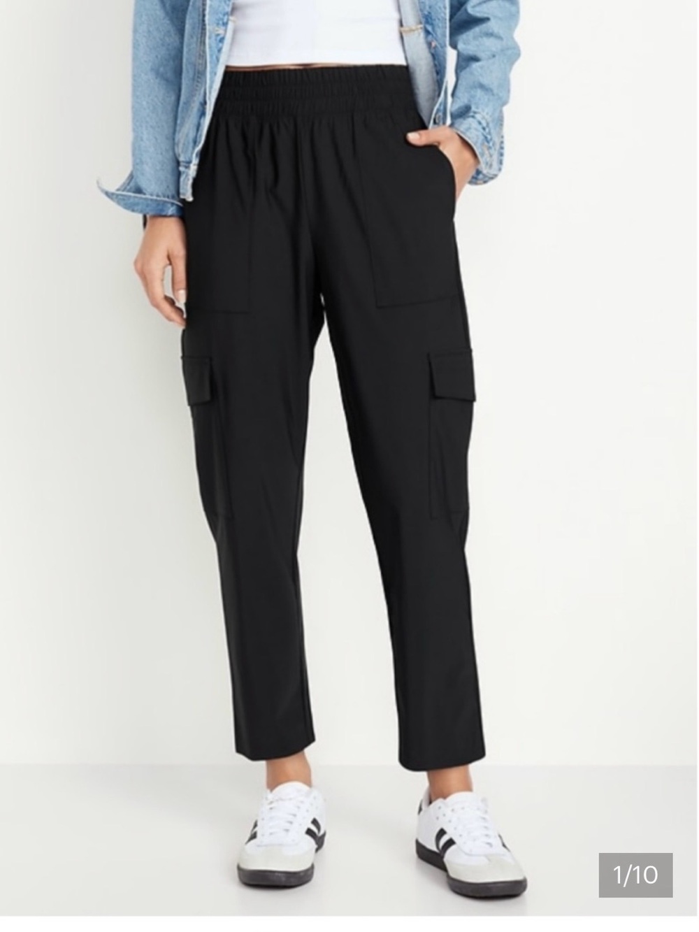 Old Navy Sleektech Black Cargo Jogger Pants - Women like new size L black